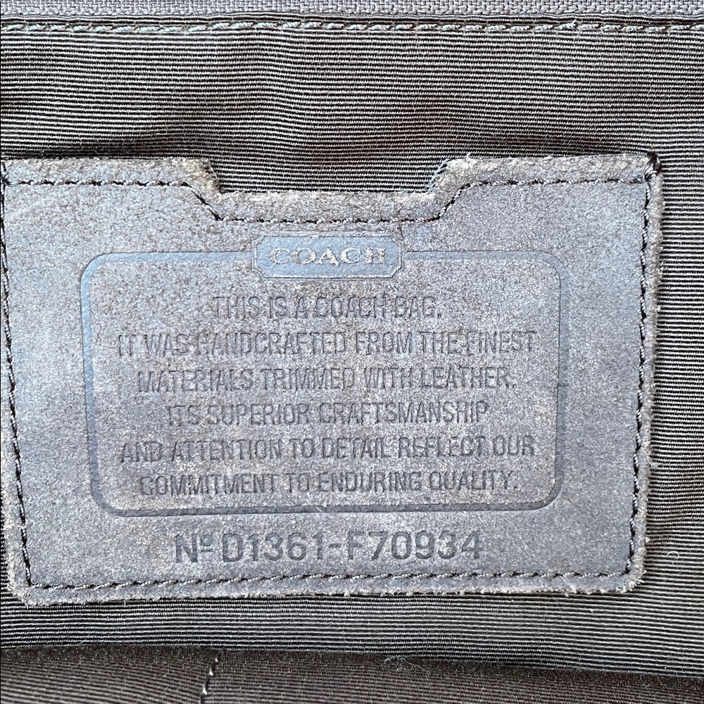 Coach D1361-F70934 Canvas W/Leather Trim Plaid Travel Bag - Picture 2 of 7